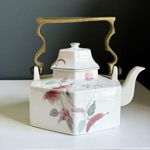 Vintage Mikasa F3003 Teapot Continental Silk Flowers with Brass Handle