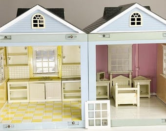 Laura Ashley Room by Room Dollhouse 2 Rooms Kitchen Bedroom UNTESTED AS-IS
