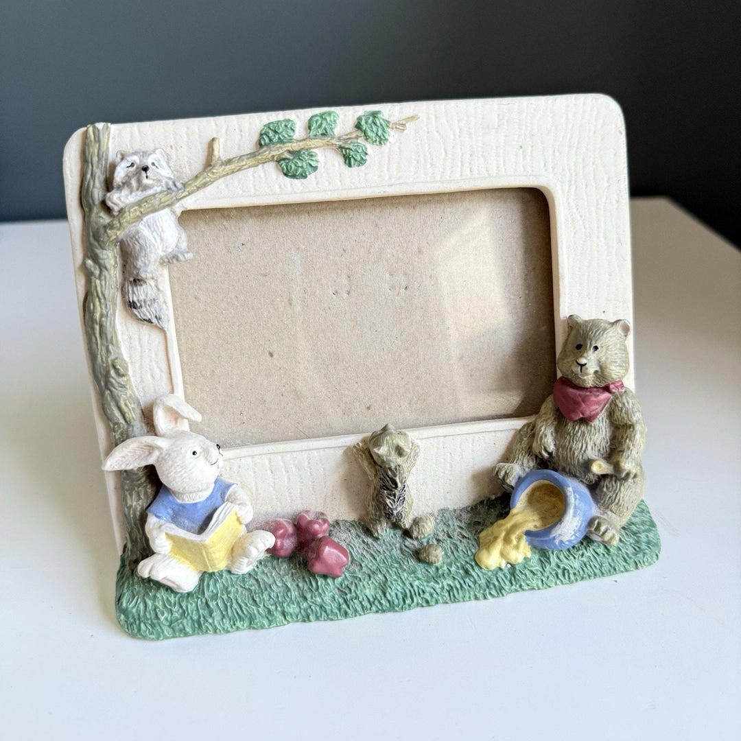 Vintage 90s Burnes of Boston Photo Frame Bear Squirrel Rabbit Racoon ...