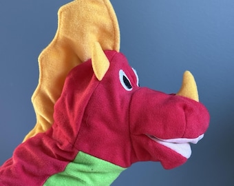 Burattino a mano a forma di drago, peluche, per VBS (Vacation Bible School), apprendimento della lettura e istruzione domiciliare.