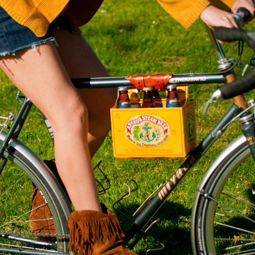 Bike Beer Holder - The "6-Pack Frame Cinch" - Leather Bicycle Beer Carrier