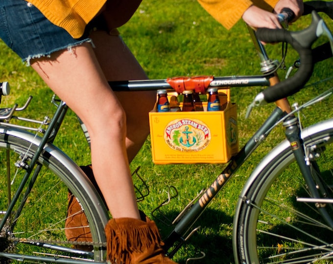 Bike Beer Holder - The "6-Pack Frame Cinch" - Leather Bicycle Beer Carrier
