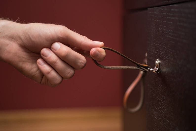 Hinged Leather Drawer Pull The Burnside Large Etsy
