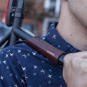 Leren bovenbuisbeschermer en fietsendrager De Portage Strap Leren fietsaccessoires afbeelding 3