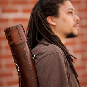 Leather Document Case - The &quot;Blueprint Tube&quot; - All-Leather Carrier for Blueprints, Posters, Maps, and Artwork