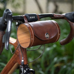 Bicycle Handlebar Bag - "The Barrel Bag" Bicycle Bag - Leather Bicycle Accessories