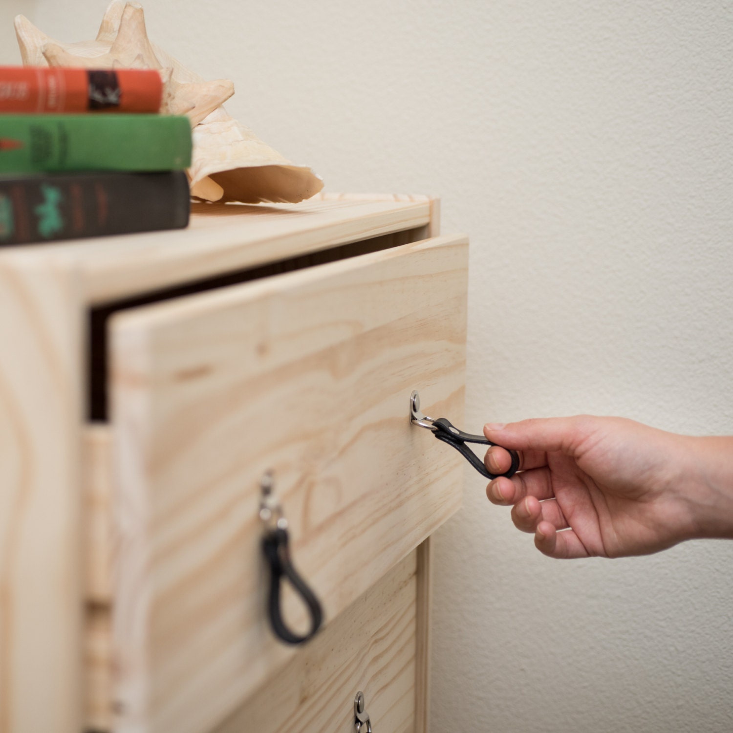 Hinged Leather Drawer Pull the burnside small Handcrafted Leather