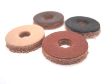 Handcrafted Leather Washers: Upcycled Vegetable-Tanned Leather (4-Pack)