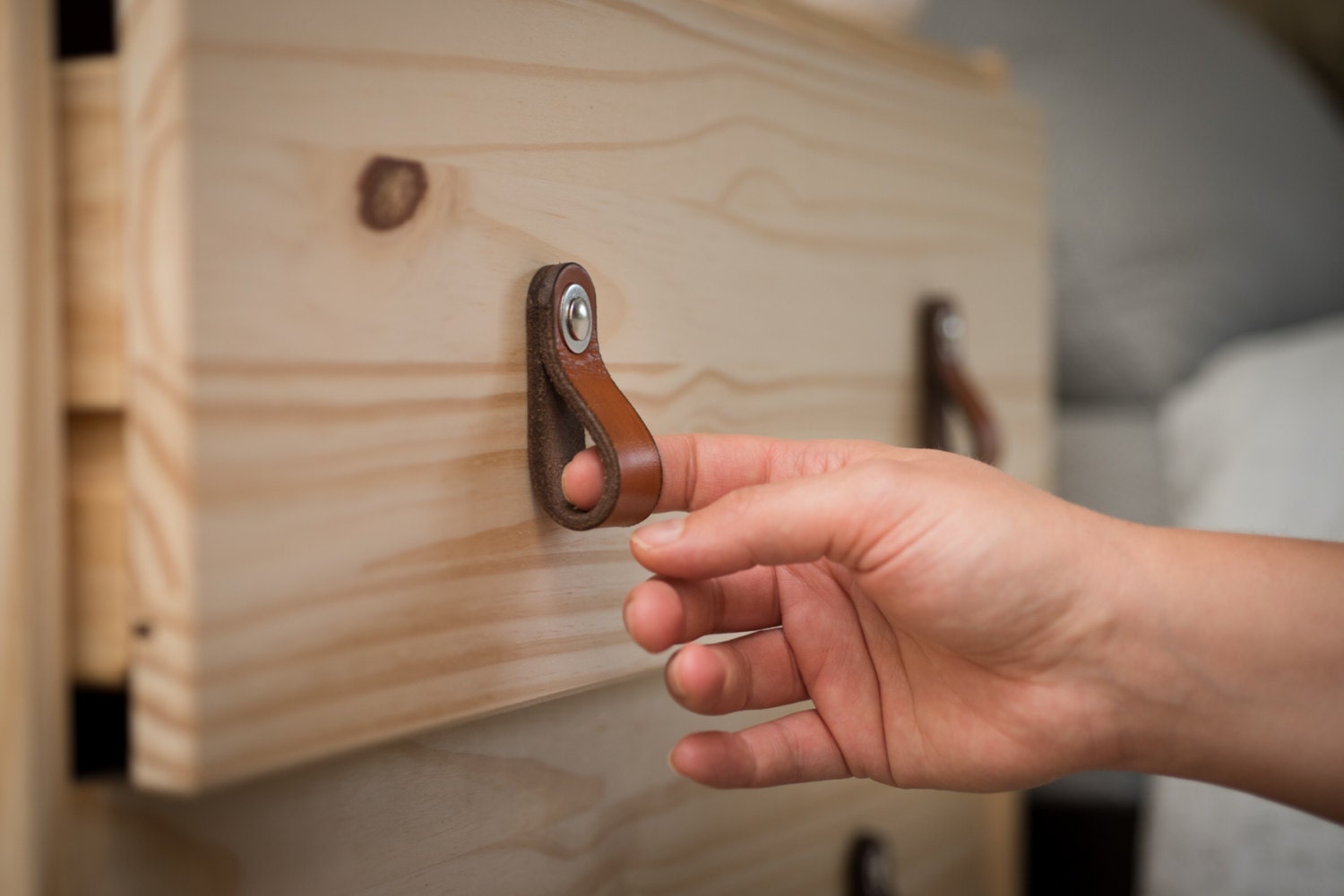 Tiroir en Cuir - Le Hawthorne | Small Tiroirs Fabriqués à La Main et Boutons d'armoire