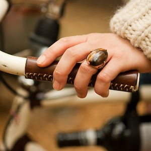 Leather Bicycle Grips - The &quot;City Grips&quot; - Sew-on Leather Handlebar Wraps for City and Mountain Bikes