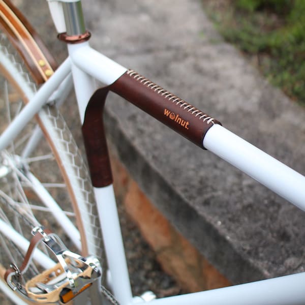 Leather Bicycle Top Tube Protector: Portage Strap & Carry Cushion