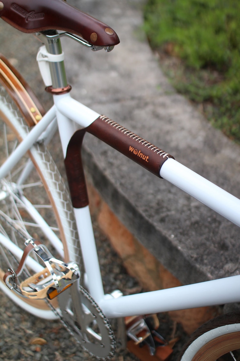 Leather Top Tube Protector and Bicycle Carrier The Portage Strap Leather Bicycle Accessories image 1