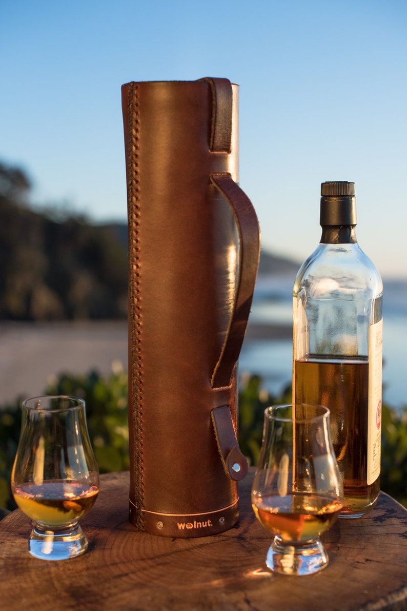 Leather Bottle Holder The Whiskey Case or Wine Holder Gift Etsy