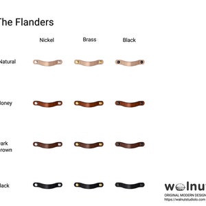 Leather Handle The Flanders 3 Sizes Handcrafted Leather Drawer Pulls and Cabinet Knobs image 3
