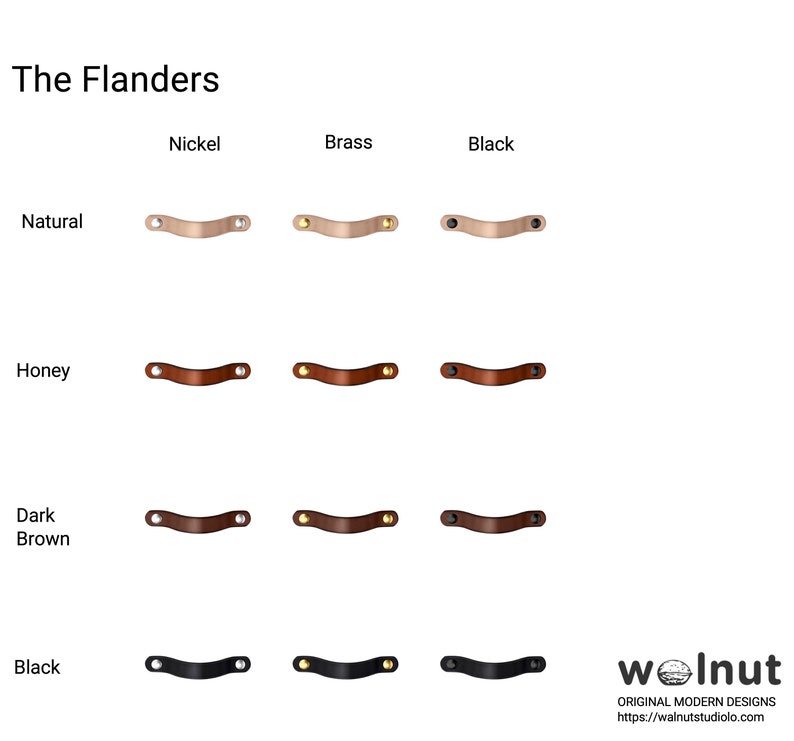 Leather Handle The Flanders 3 Sizes Handcrafted Leather Drawer Pulls and Cabinet Knobs image 3