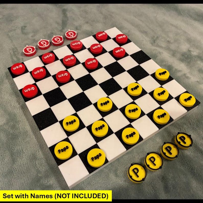 Compact Checkerboard 3D Printable Checkers Game STL - Compact Travel Board & Pieces ...