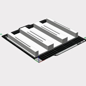 3D printer software preview showing the filament spool holder base as a digital STL model, displayed on a virtual print bed before printing.