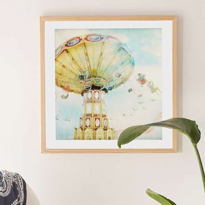 Nostalgic Carnival Fine Art Print // Ride The Sky Carnival Photography for a Modern home // Kids Room Art // Pastel Print Carousel image 1