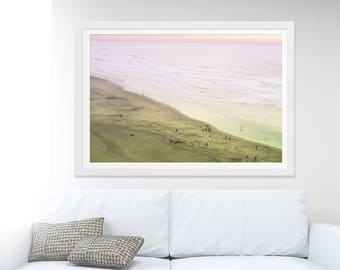 California Dreamin' Beach Photography // Ocean Beach San Francisco // Large Beach Photography // Purple Pink Yellow Lime // "Sunday Sunset"