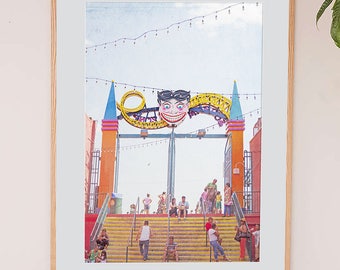 Coney Island Poster // Carnival Theme Park Print // Fun Colorful Carnival Print // Coney Island Brooklyn // Theme Park Art Print // Print