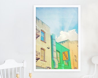 San Francisco Architectural Print // Bright Neon Colors San Francisco Photography // Large Living Room Art