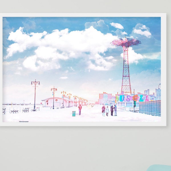 Oversize Wall Art // Boardwalk & Beach Coney Island Large Print // Large Boardwalk Print // Beach Boardwalk Print - Coney Island Brooklyn