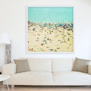 Extra Large Beach Photography // Aquamarine Blue Green Beige // Large Beach Wall Art // Contemporary // Coastal Wall Decor 50x50 & 60x60 image 1