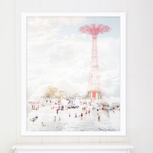 Large Beach Photography Oversize Art \\ Coney Island Photography \\ Beach Photography Brooklyn &quot;Parachute Jump & Beach&quot; // Large Wall Art