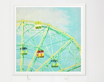 Iconic Wonder Wheel Ride Coney Island Brooklyn // Large Oversize Ferris Wheel Art Print // Modern Kid's Room Art // Ferris Wheel