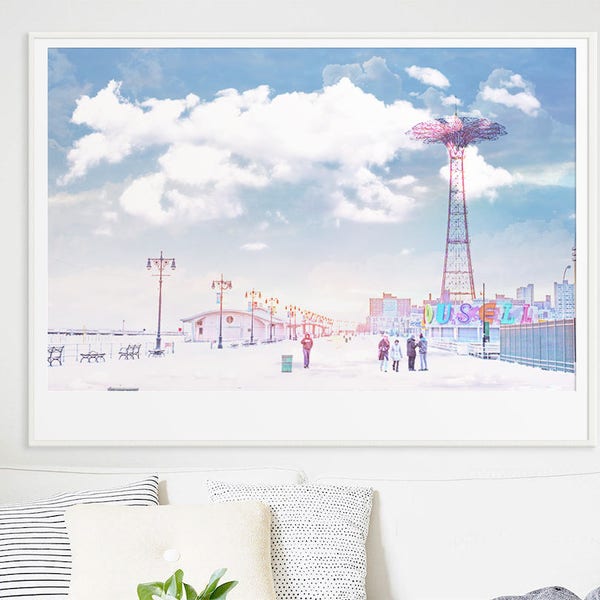 Large Scale Print // Oversize Wall Art // Colorful Boardwalk Photography // Coney Island Boardwalk Print //Large Art Print Living Room Decor