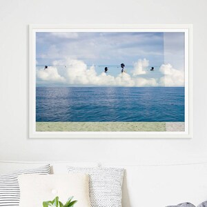 Art Photography // Large Beach Photography // Oceanside Art Print // Navy Blue & Sand Print // Beach People Mexico // Beach Collage II