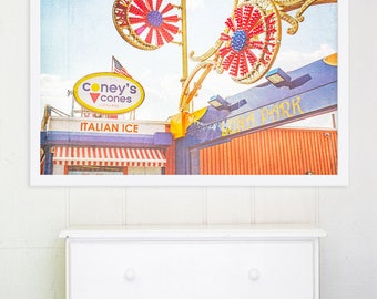 Coney Island Boardwalk Fair // Nursery Decor // Nursery Wall Art // Kids Room Art // Brooklyn, NY // Boardwalk Art Print - Coney's Cones