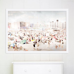 Large Beach Photography Art Print for Modern Home // Coney Island Brooklyn // Beach Photography // Extra large beach prints Peeps Dips 3 image 2