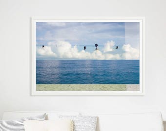 Art Photography // Large Beach Photography // Oceanside Art Print // Navy Blue & Sand Print // Beach People Mexico // Beach Collage II