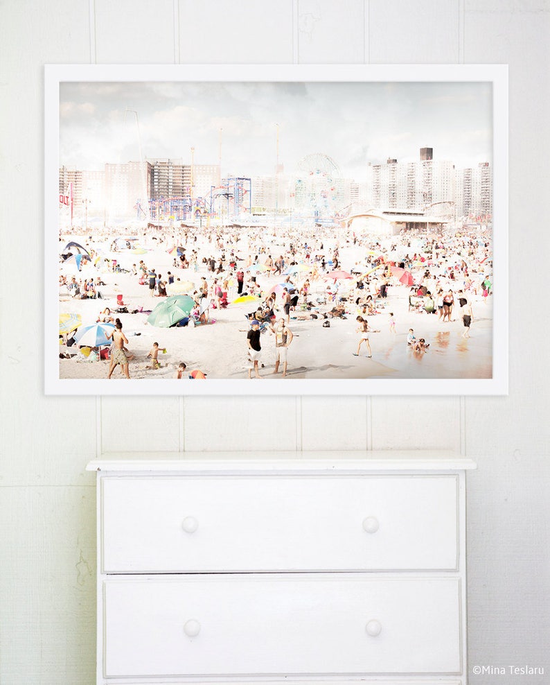 Large Beach Photography Art Print for Modern Home // Coney Island Brooklyn // Beach Photography // Extra large beach prints Peeps Dips 3 image 2