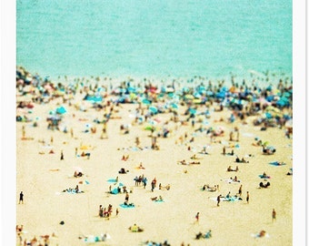 Large Beach Photography // Large Wall Art // Aerial beach Photography // Coney Island Beach Landscape Photography // Beach People - CI Beach