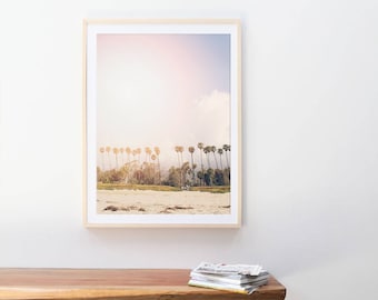 Large Beach Photography // Large Palm Tree Print // Beach Photography for Modern Decor // Golden Palm Tree Print Pastel Print "Palm Beach"