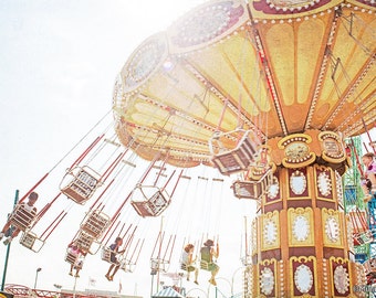 Nostalgic Theme Park Photography // Large Print Carousel // Theme Park Photography Kids Room Wall Art // Kids Room Art Coney Island Rides
