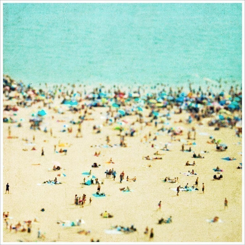 Large Fine Art Diptych Photography // Aerial Beach Photography for Modern Home // Coney Island Beach Diptych // SET OF TWO Beach Prints image 4