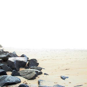 Minimalist Beach Photography // Coastal Print // Large Ocean Print for a Modern Home // Beach Hut Art // Neutral Palette Print - Zen Rocks