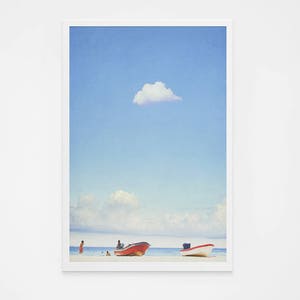 Minimalist Beach Photography // Pastel Beach Print // Mexico Beach Photography // Turquoise Teal // Ocean Photography Playa del Carmen image 1
