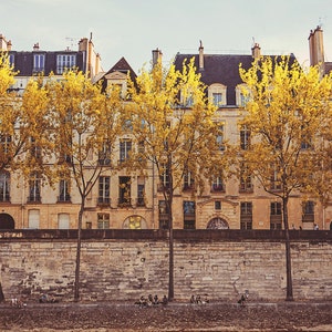 Autumn in Paris by the Seine // Paris Prints Bedroom Decor // French Decor for a modern home // Paris Wall Art Parisians on the Seine image 1