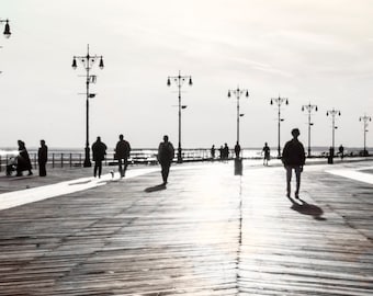 Coney Island Boardwalk Fine Art Photography // Large Framed Prints // Beach Photography Art Print // Boardwalk People // Large Wall Art