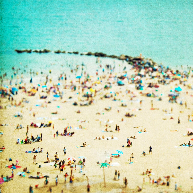 Large Fine Art Diptych Photography // Aerial Beach Photography for Modern Home // Coney Island Beach Diptych // SET OF TWO Beach Prints image 3