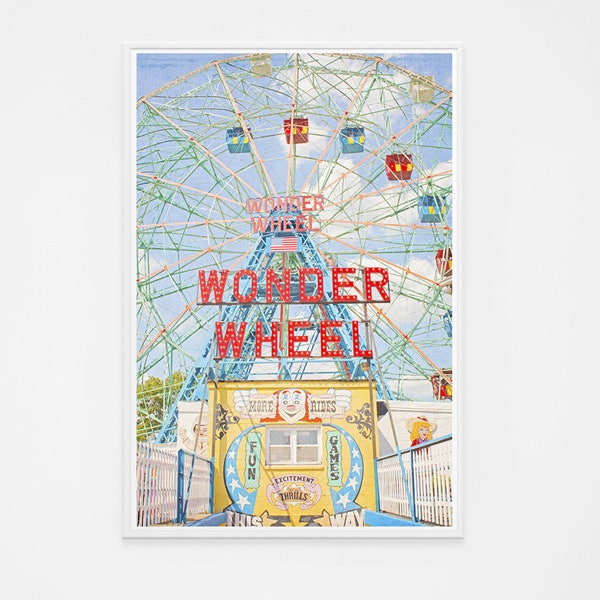 Oversize Art Wonder Wheel Coney Island Brooklyn // Ferris Wheel Photography // Carnival Photography // Coney Island  "Wonder Wheel"