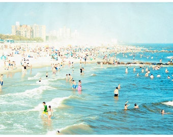 Large Beach Photography // Coney Island Beach Photography // Oversize Art // Big Prints, Beach Prints, Living Room Art - "Peeps Dips"