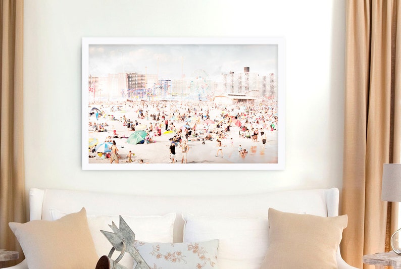 Large Beach Photography Art Print for Modern Home // Coney Island Brooklyn // Beach Photography // Extra large beach prints Peeps Dips 3 image 3