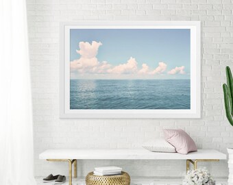 Oversize Art // Large Wall Art // Nautical Theme Ocean Photography // Large Ocean Prints for a Modern Living Room // Ocean Teal  "Out There"