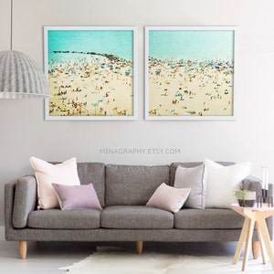 Large Fine Art Diptych Photography // Aerial Beach Photography for Modern Home // Coney Island Beach Diptych // SET OF TWO Beach Prints image 5