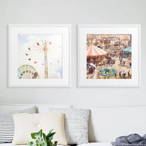 Nostalgic Boardwalk Carnival // Set of Two Prints // Carnival Photography // Theme Park Prints // Kids Room Decor // Kids Room Art // Prints
